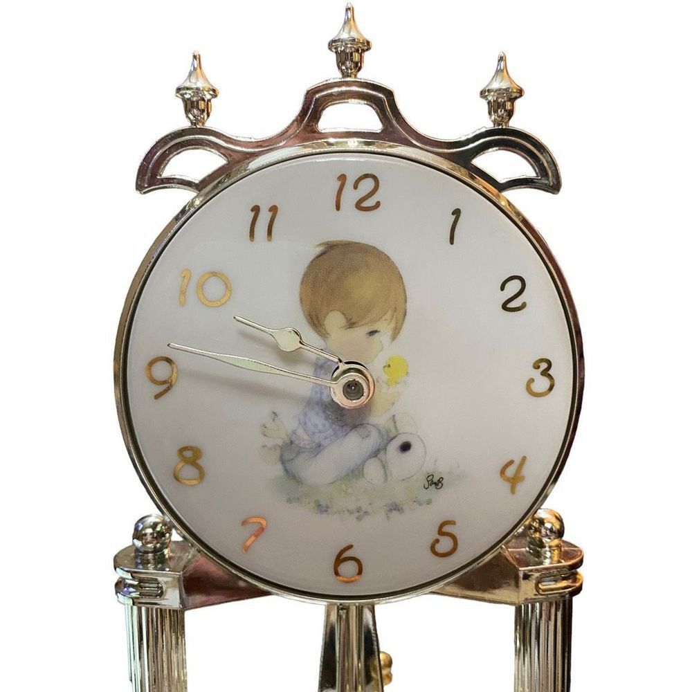 Vintage Precious Moments I Believe in Miracles Porcelain Glass Dome Clock - Picture 8 of 10